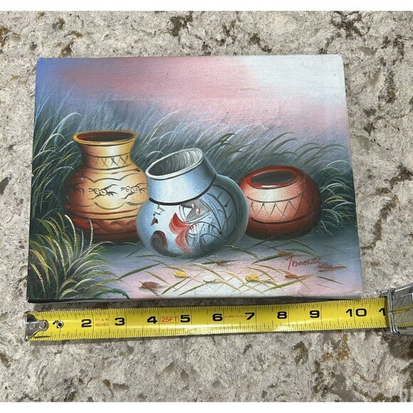 Vtg Native American Painting Indian Pottery Signed Thomas Southwestern Deco 10x8 - Picture 6 of 8